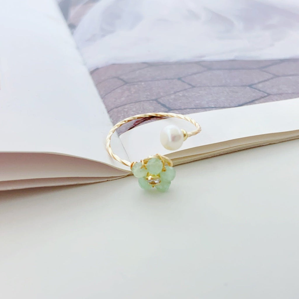 A Touch of Spring Faceted Cat's Eye Pearl Ring - NaNaMaLa Boutique