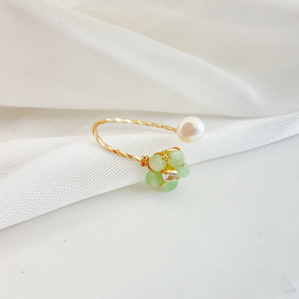 A Touch of Spring Faceted Cat's Eye Pearl Ring - NaNaMaLa Boutique