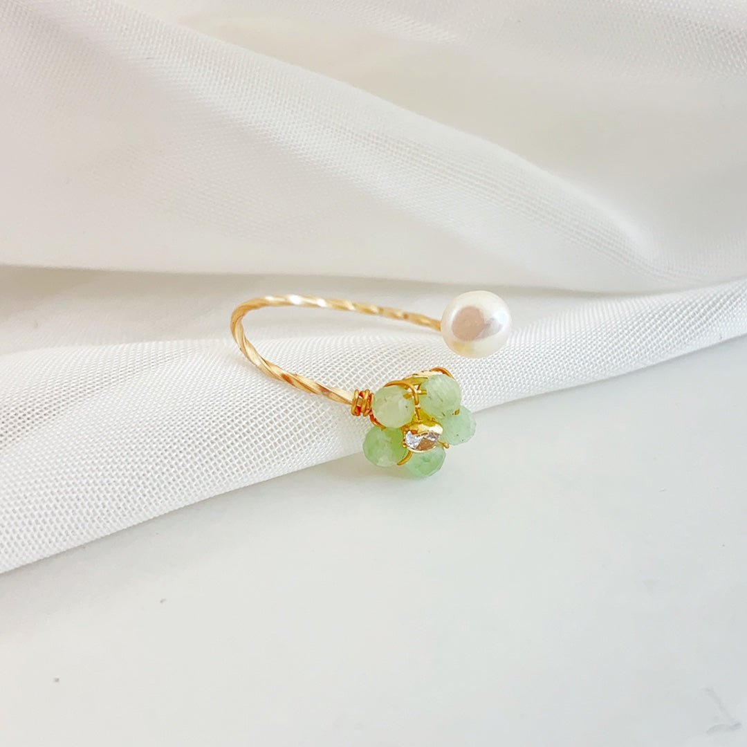 A Touch of Spring Faceted Cat's Eye Pearl Ring - NaNaMaLa Boutique