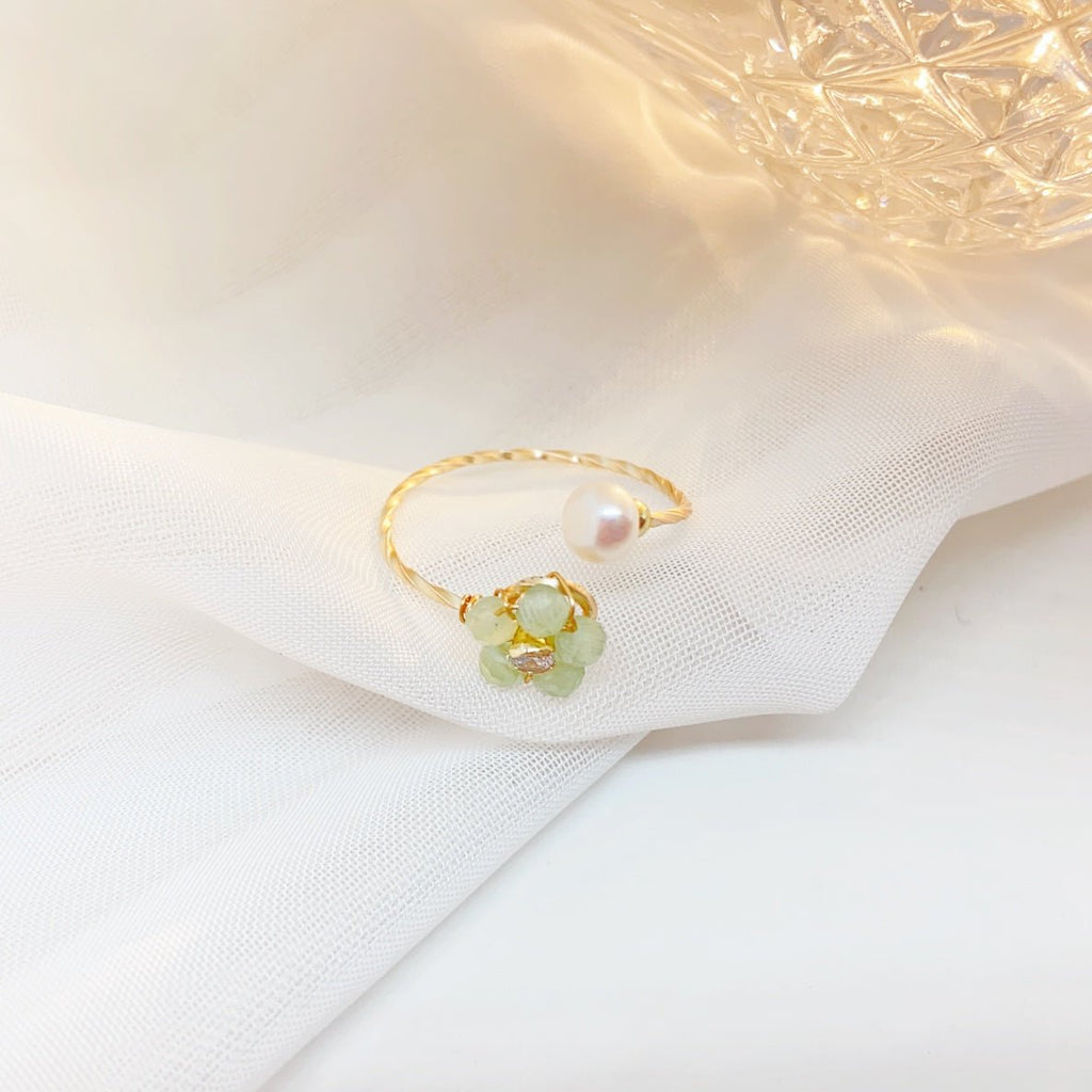 A Touch of Spring Faceted Cat's Eye Pearl Ring - NaNaMaLa Boutique
