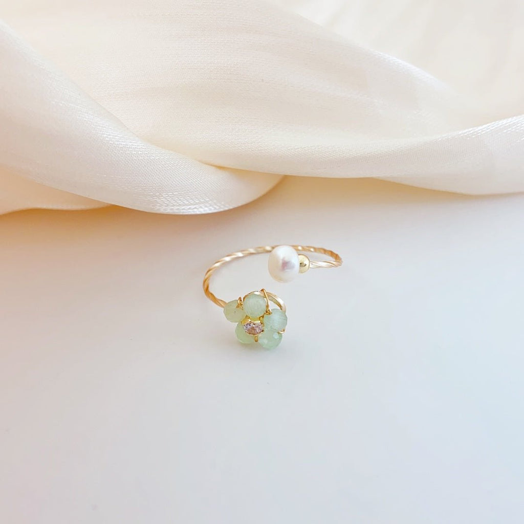 A Touch of Spring Faceted Cat's Eye Pearl Ring - NaNaMaLa Boutique
