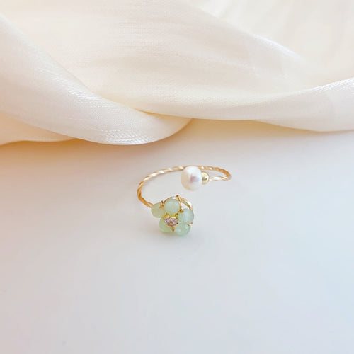 A Touch of Spring Faceted Cat's Eye Pearl Ring - NaNaMaLa Boutique