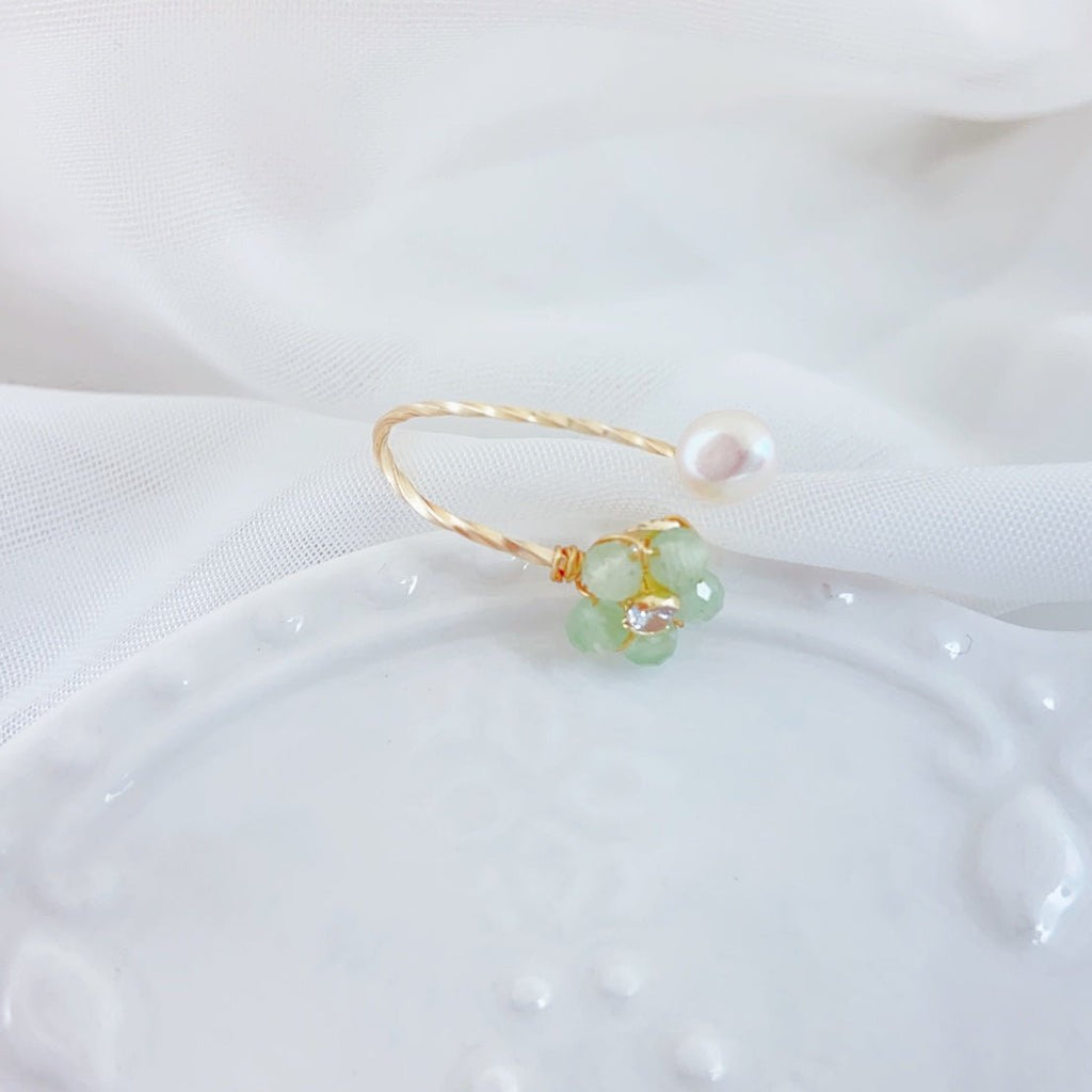 A Touch of Spring Faceted Cat's Eye Pearl Ring - NaNaMaLa Boutique