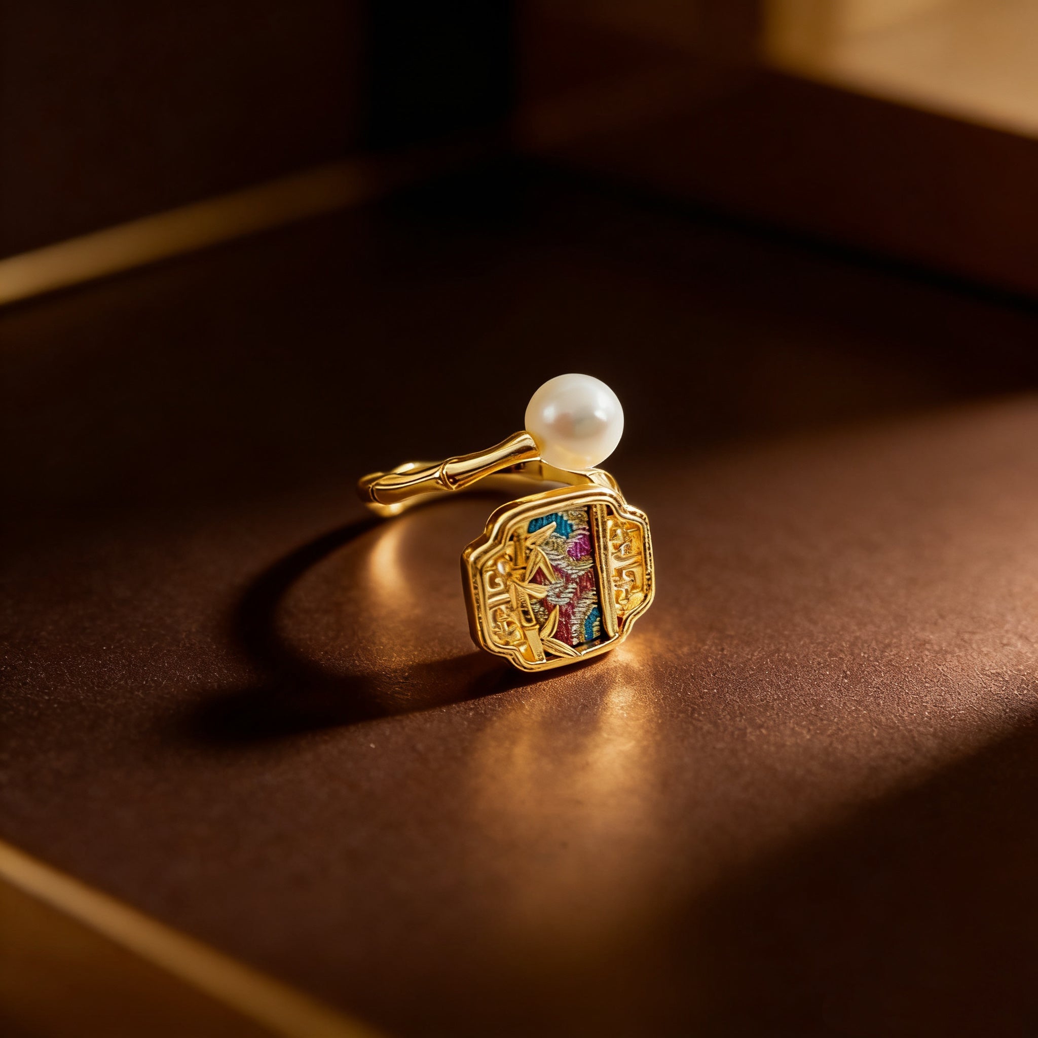 Bamboo Elegance Pearl Ring - NaNaMaLa Boutique