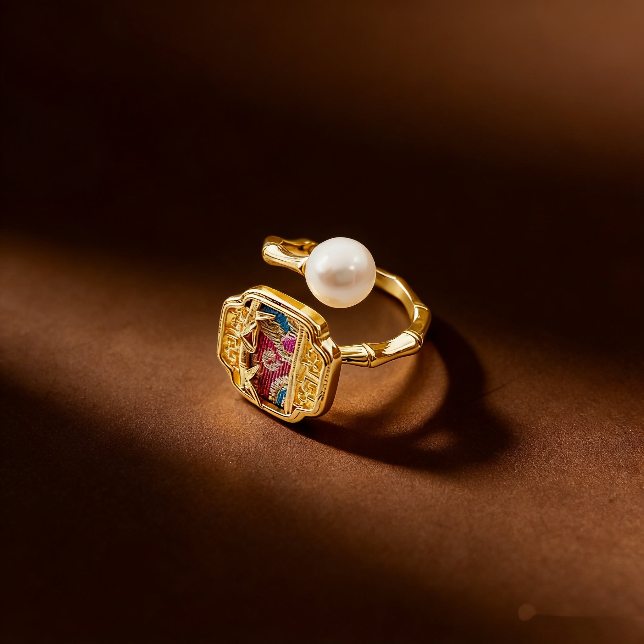 Bamboo Elegance Pearl Ring - NaNaMaLa Boutique