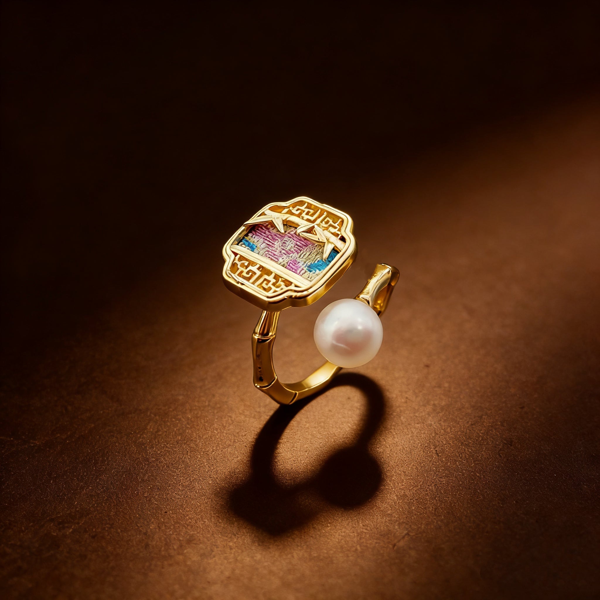 Bamboo Elegance Pearl Ring - NaNaMaLa Boutique