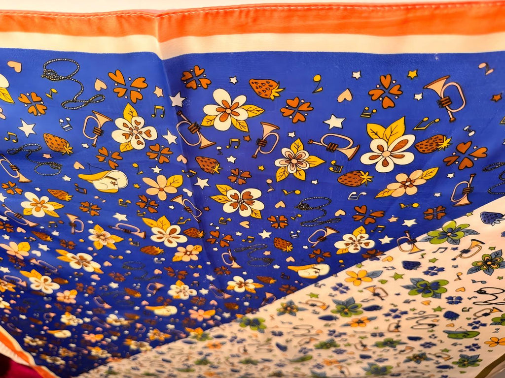 Blue and Beige two - tone Polyester Scarf - NaNaMaLa Boutique