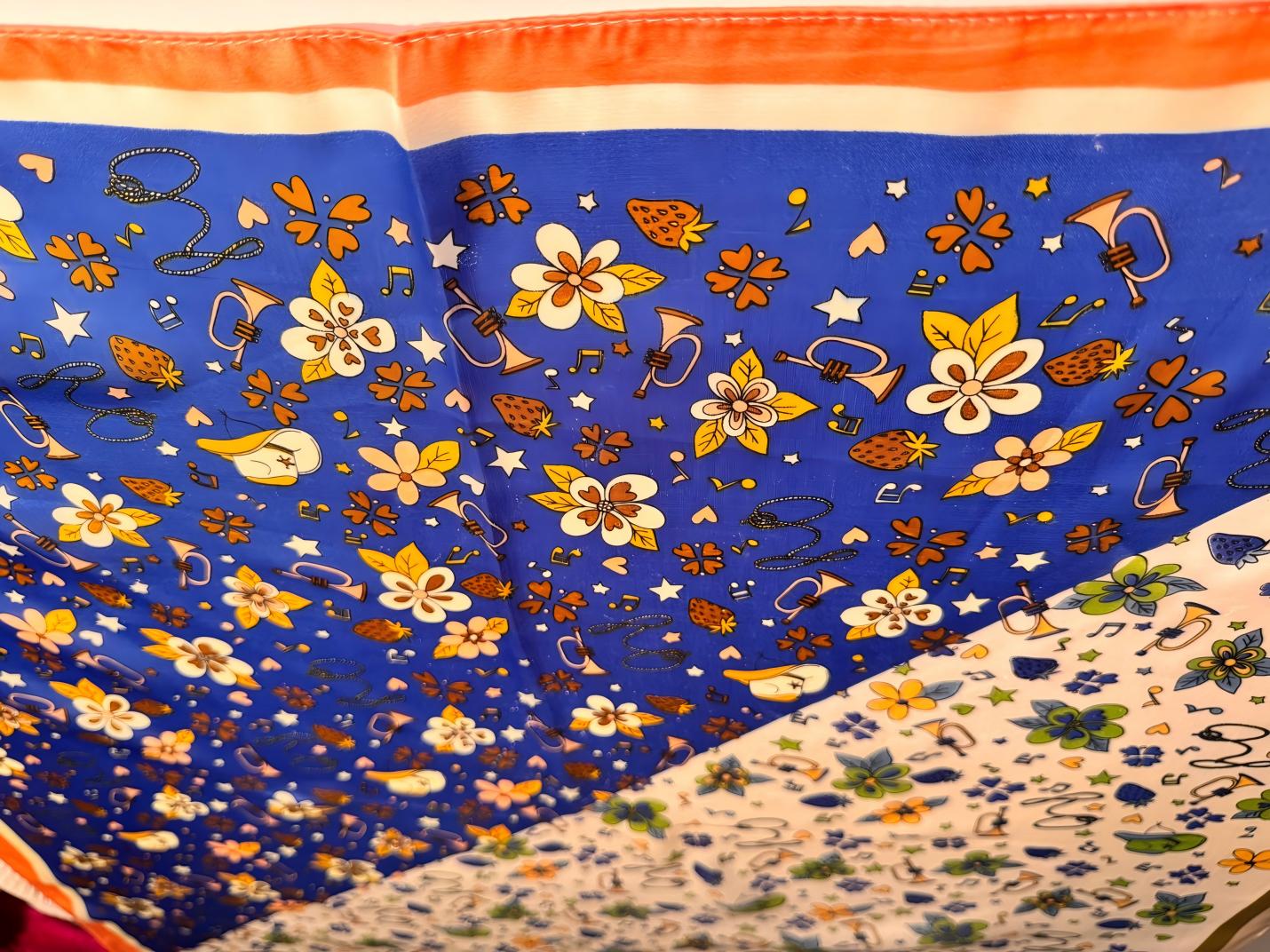 Blue and Beige two - tone Polyester Scarf - NaNaMaLa Boutique