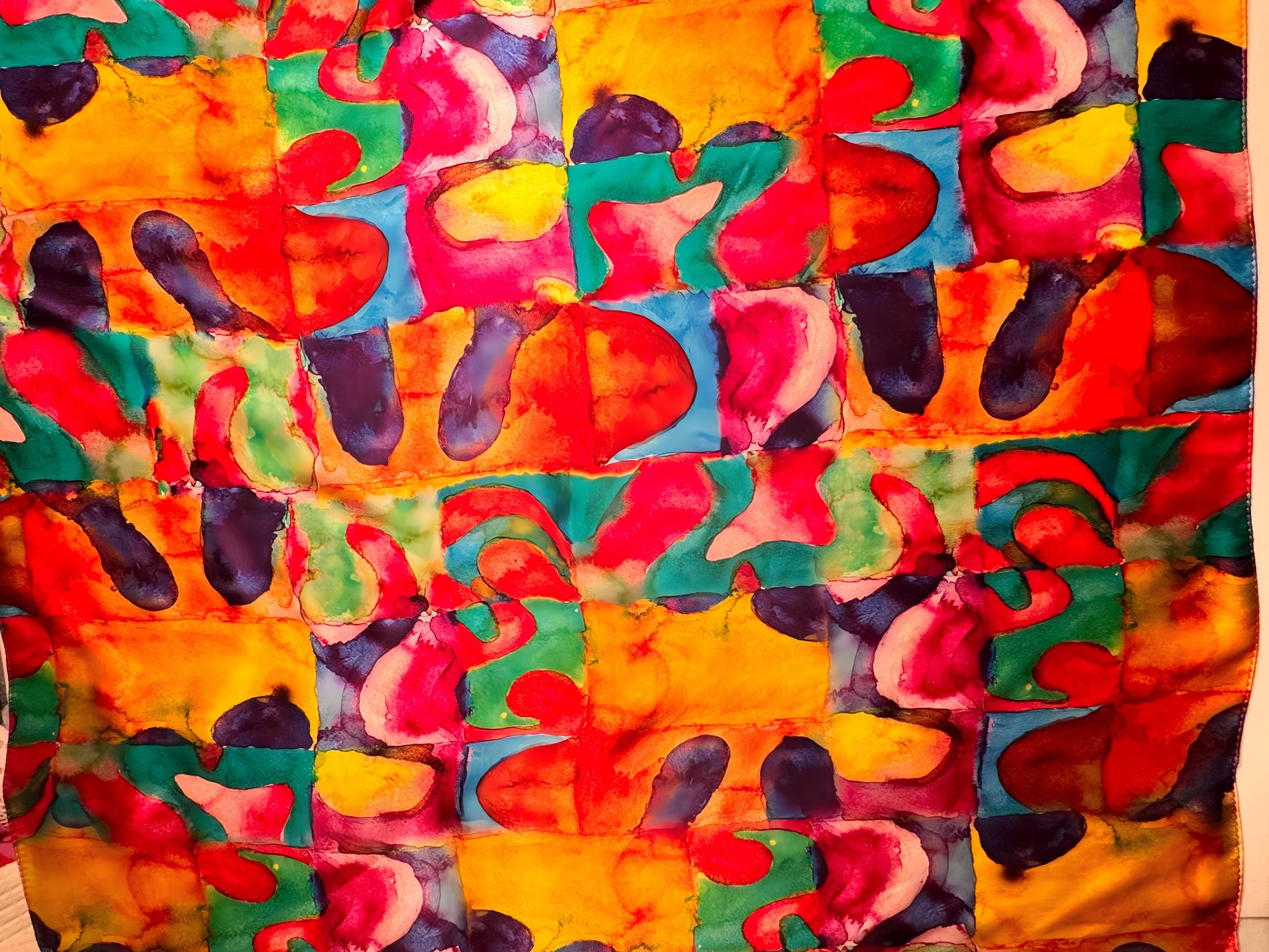 Bright Colorful Printed Silk Scarf - NaNaMaLa Boutique