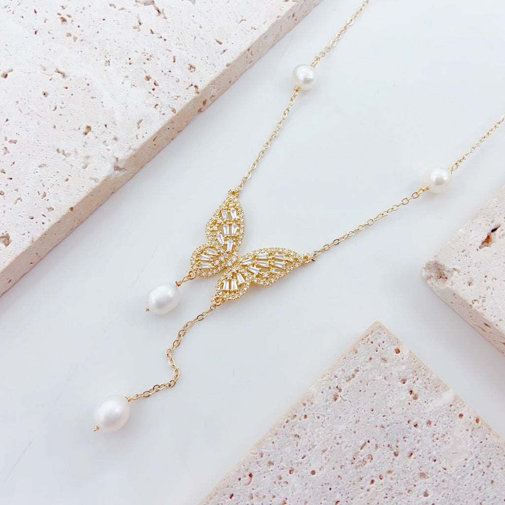 Chic Butterfly Pearl Necklace - NaNaMaLa Boutique