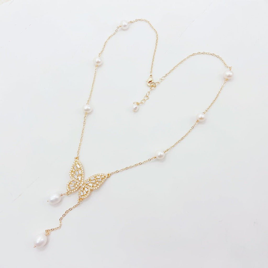 Chic Butterfly Pearl Necklace - NaNaMaLa Boutique