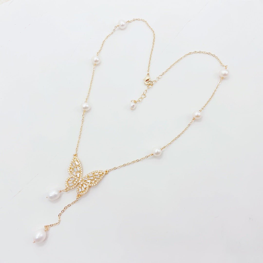 Chic Butterfly Pearl Necklace - NaNaMaLa Boutique