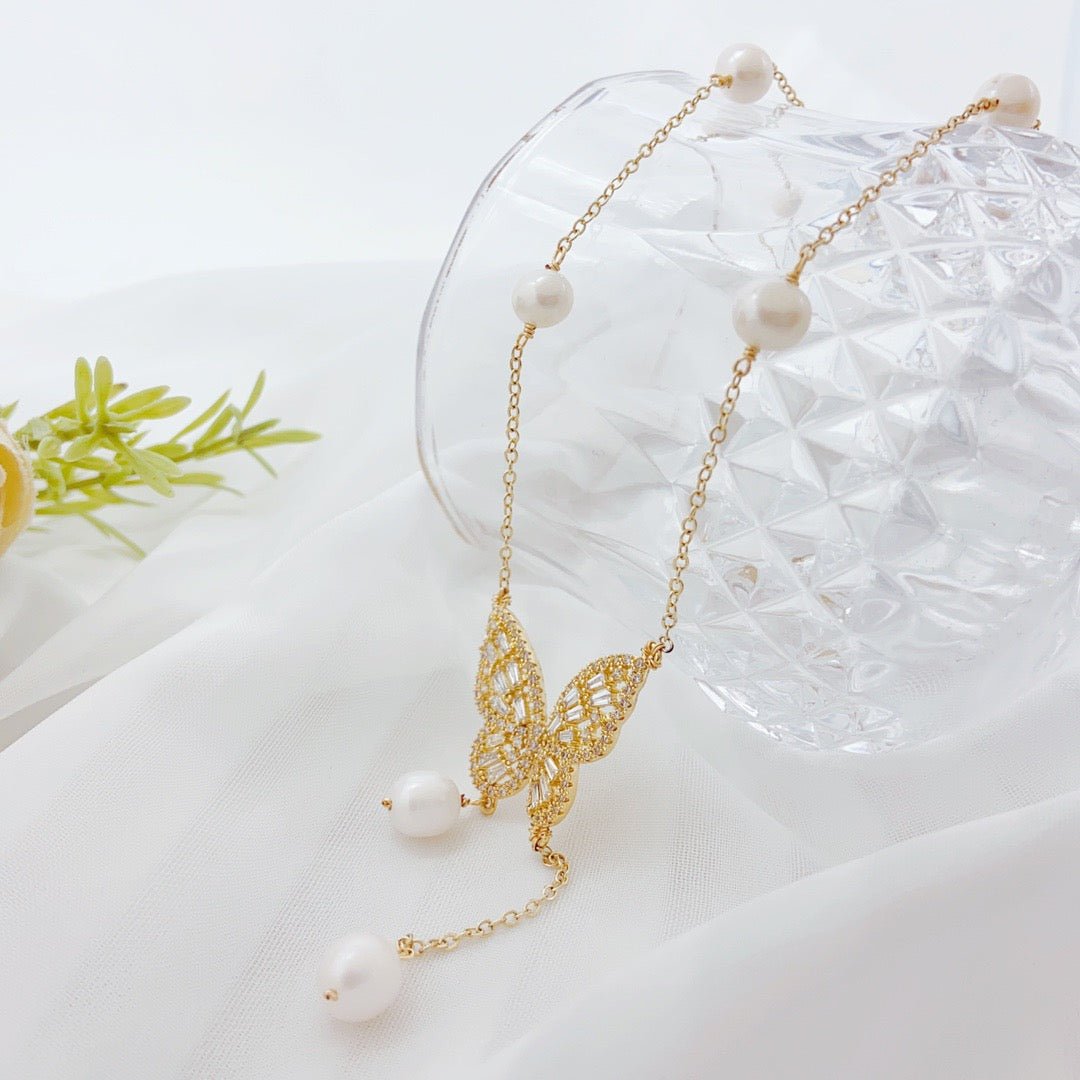 Chic Butterfly Pearl Necklace - NaNaMaLa Boutique