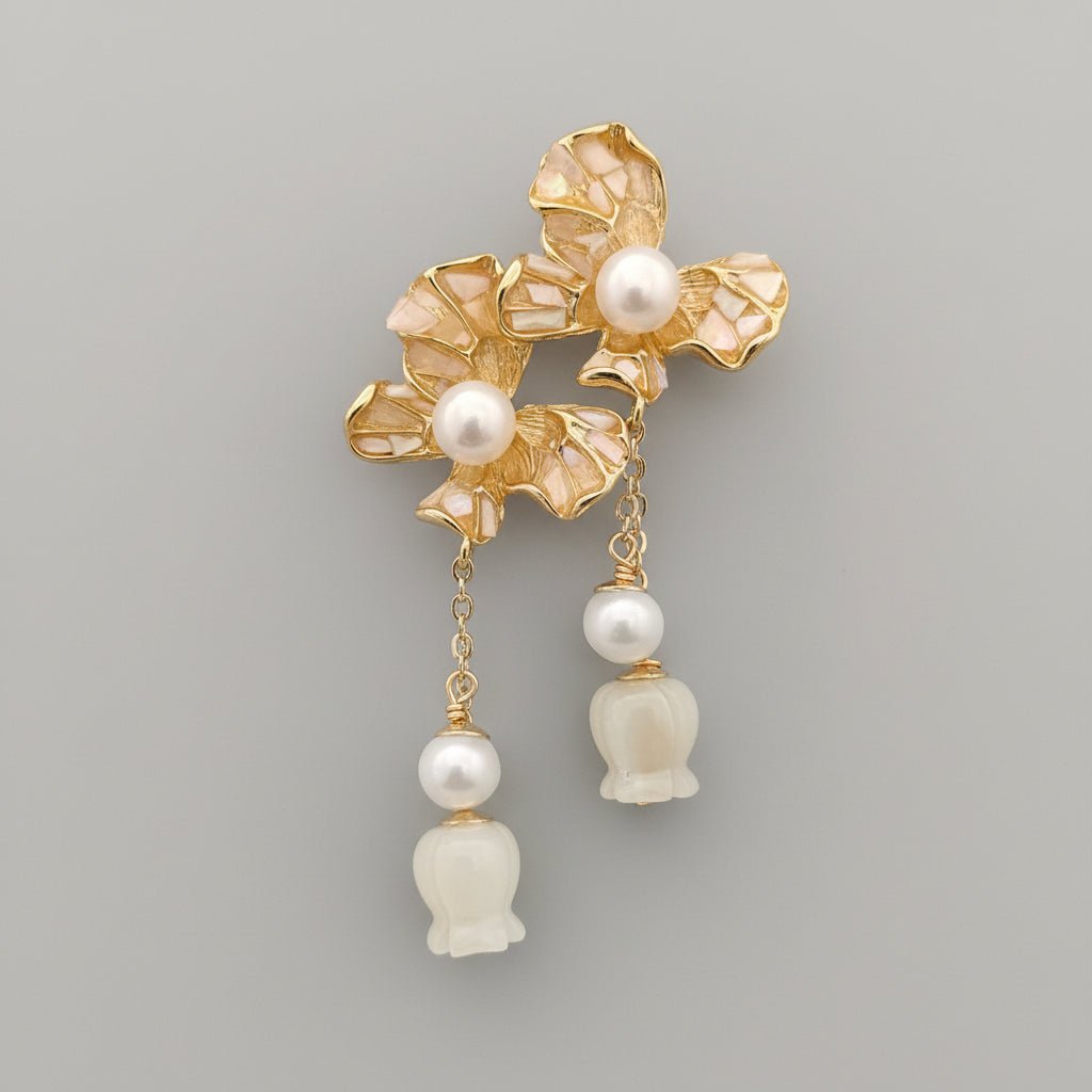 Dawn Glow Butterfly Flame Pearl Stud Earrings - NaNaMaLa Boutique
