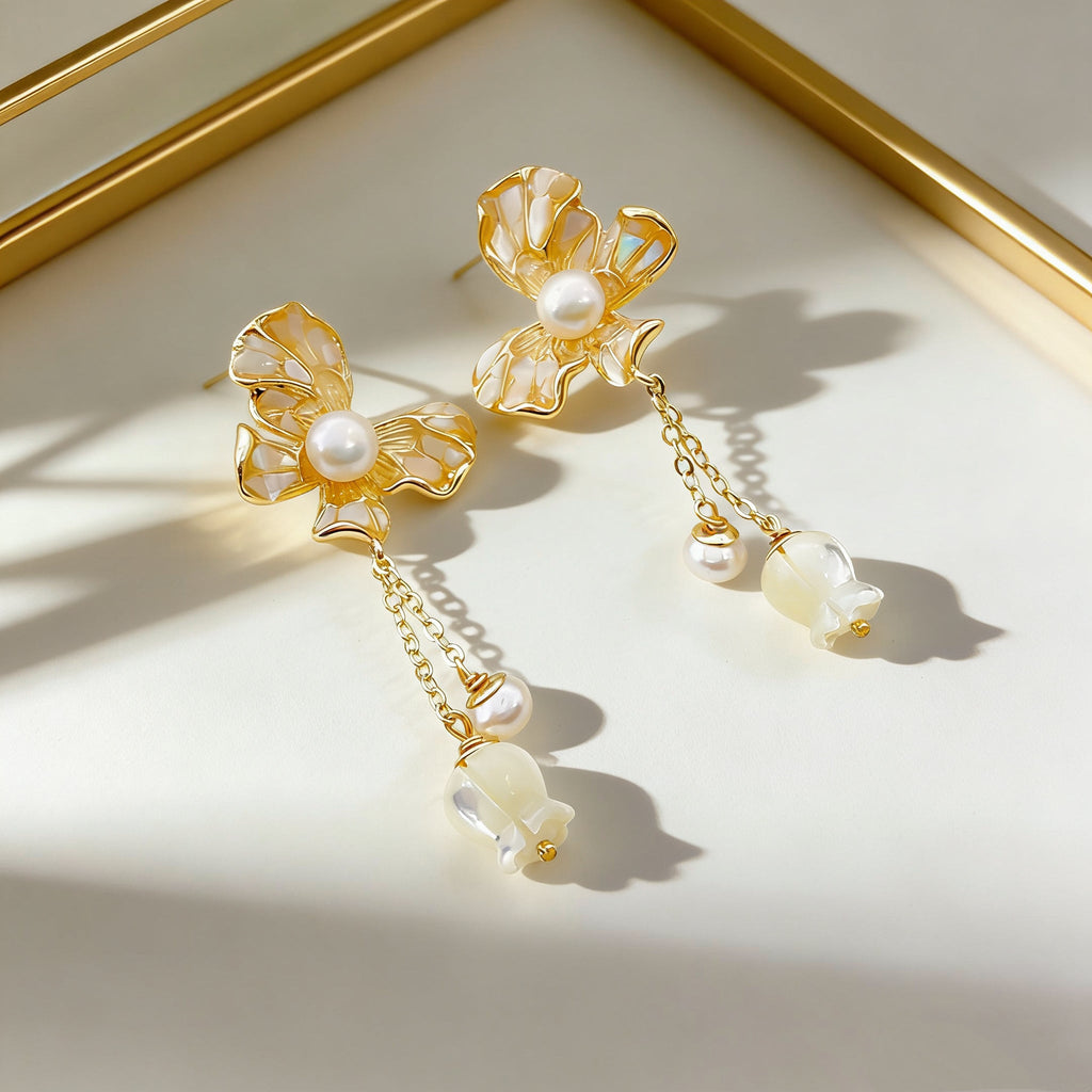 Dawn Glow Butterfly Flame Pearl Stud Earrings - NaNaMaLa Boutique