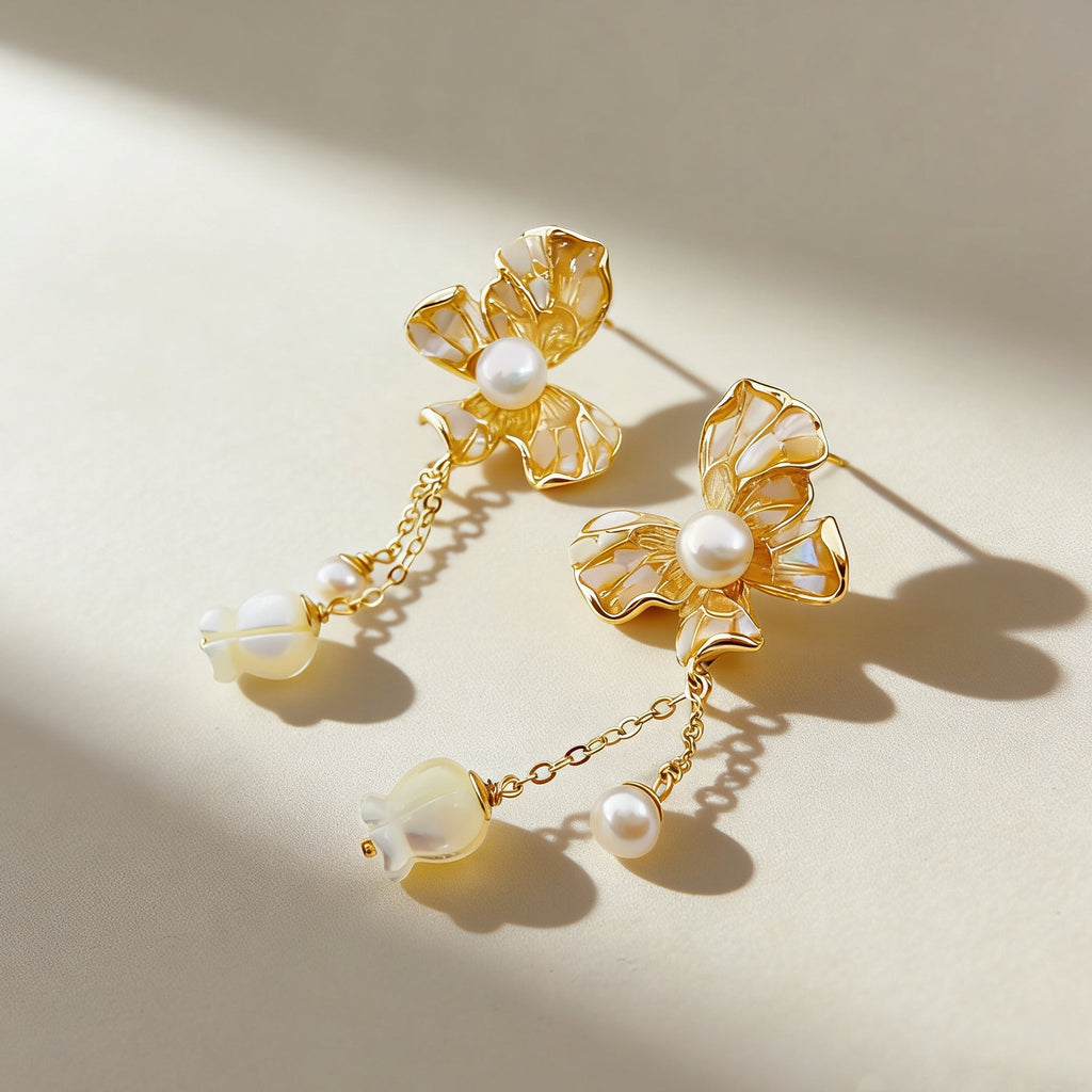 Dawn Glow Butterfly Flame Pearl Stud Earrings - NaNaMaLa Boutique