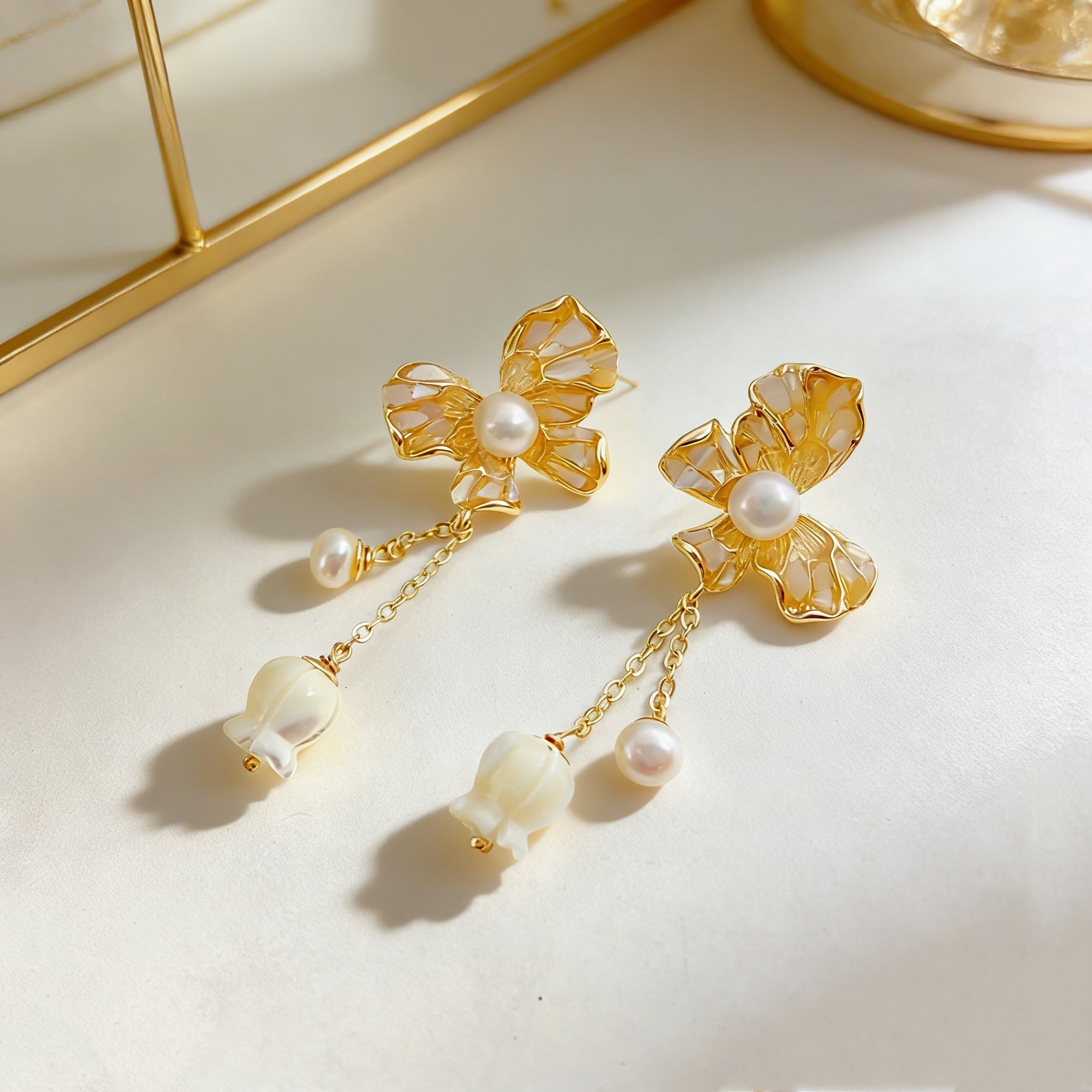 Dawn Glow Butterfly Flame Pearl Stud Earrings - NaNaMaLa Boutique