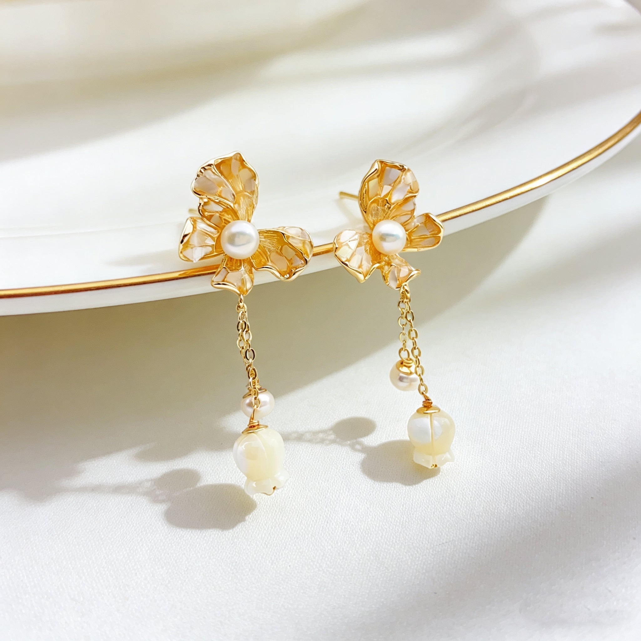 Dawn Glow Butterfly Flame Pearl Stud Earrings - NaNaMaLa Boutique