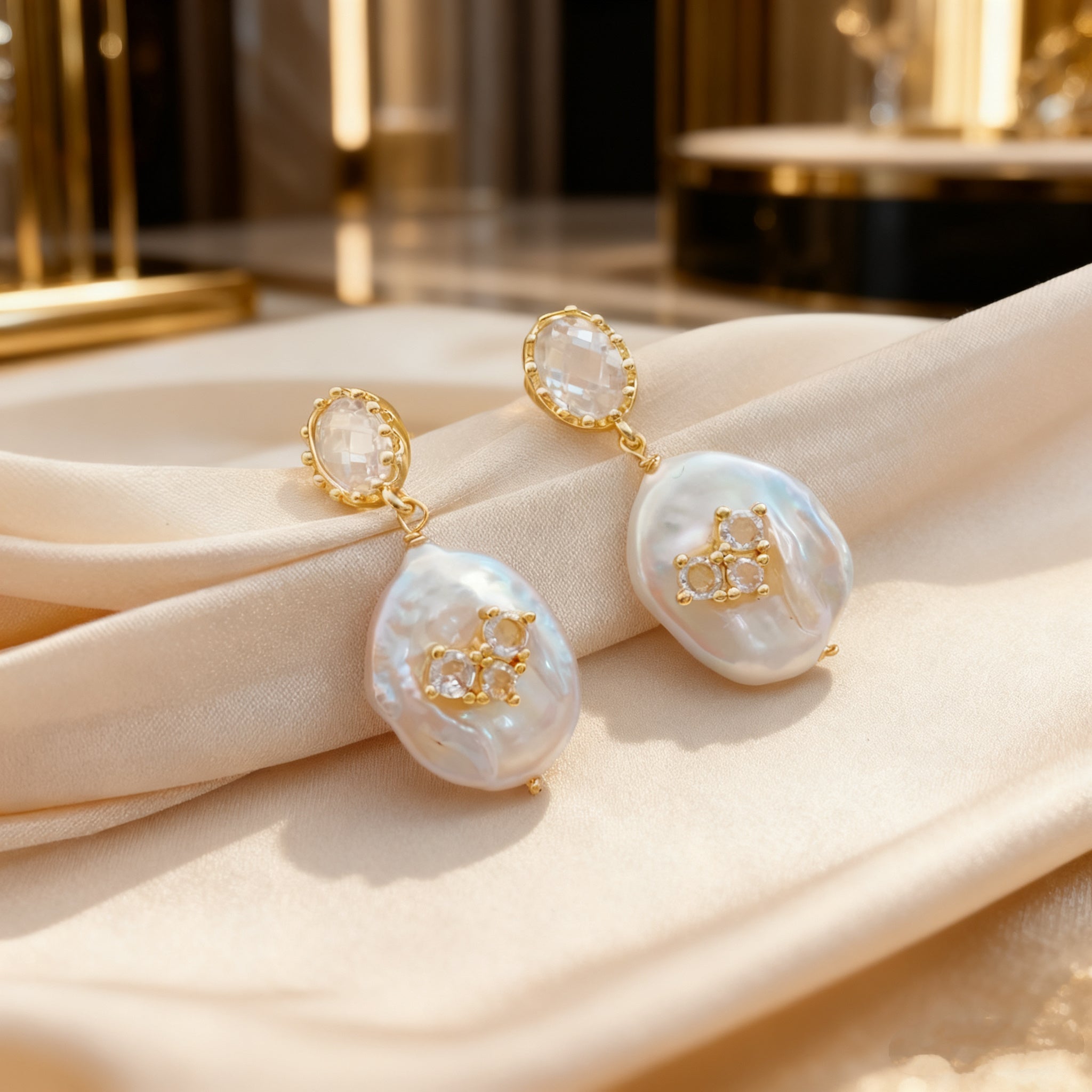 Frosted Heart Baroque Pearl Stud Earrings - NaNaMaLa Boutique