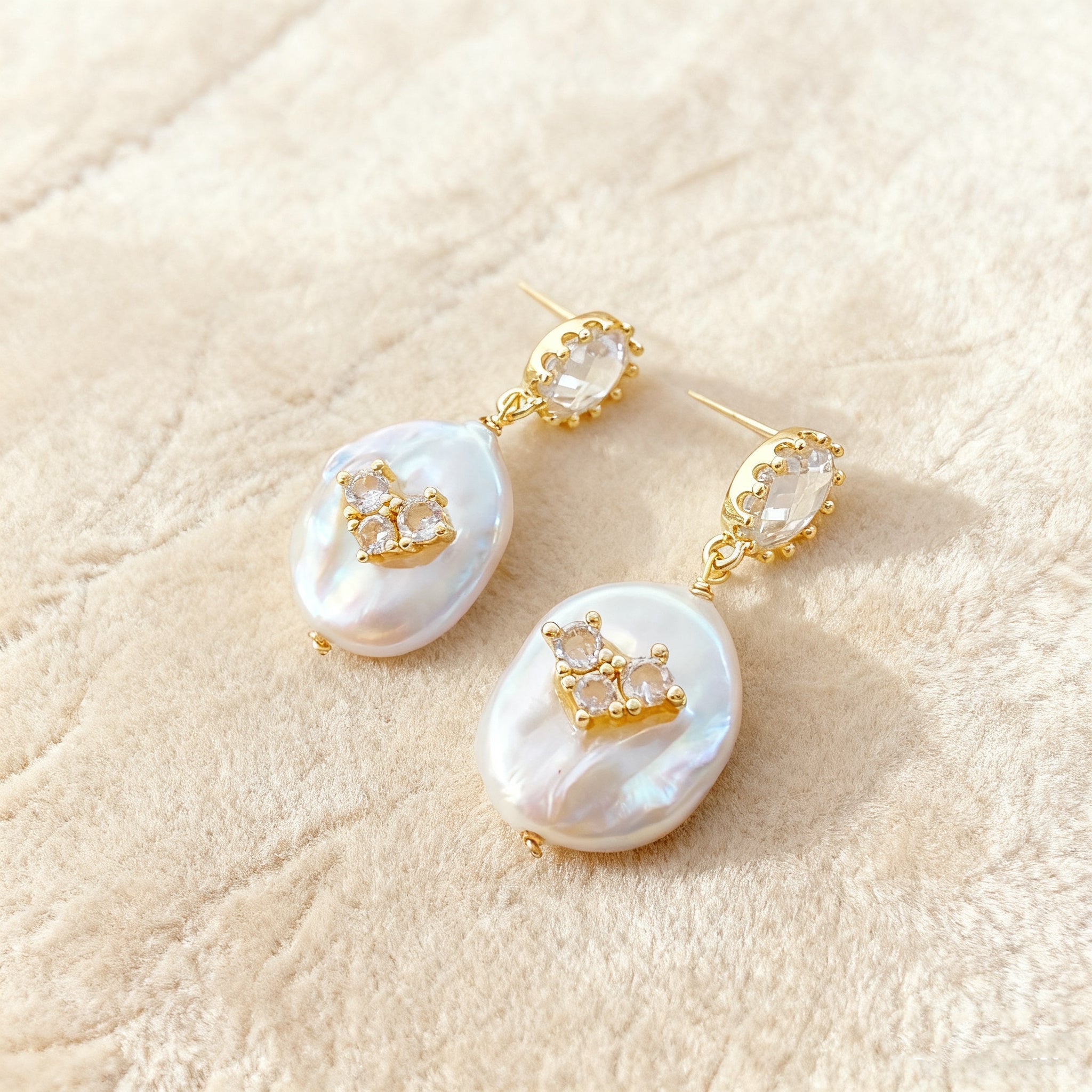 Frosted Heart Baroque Pearl Stud Earrings - NaNaMaLa Boutique
