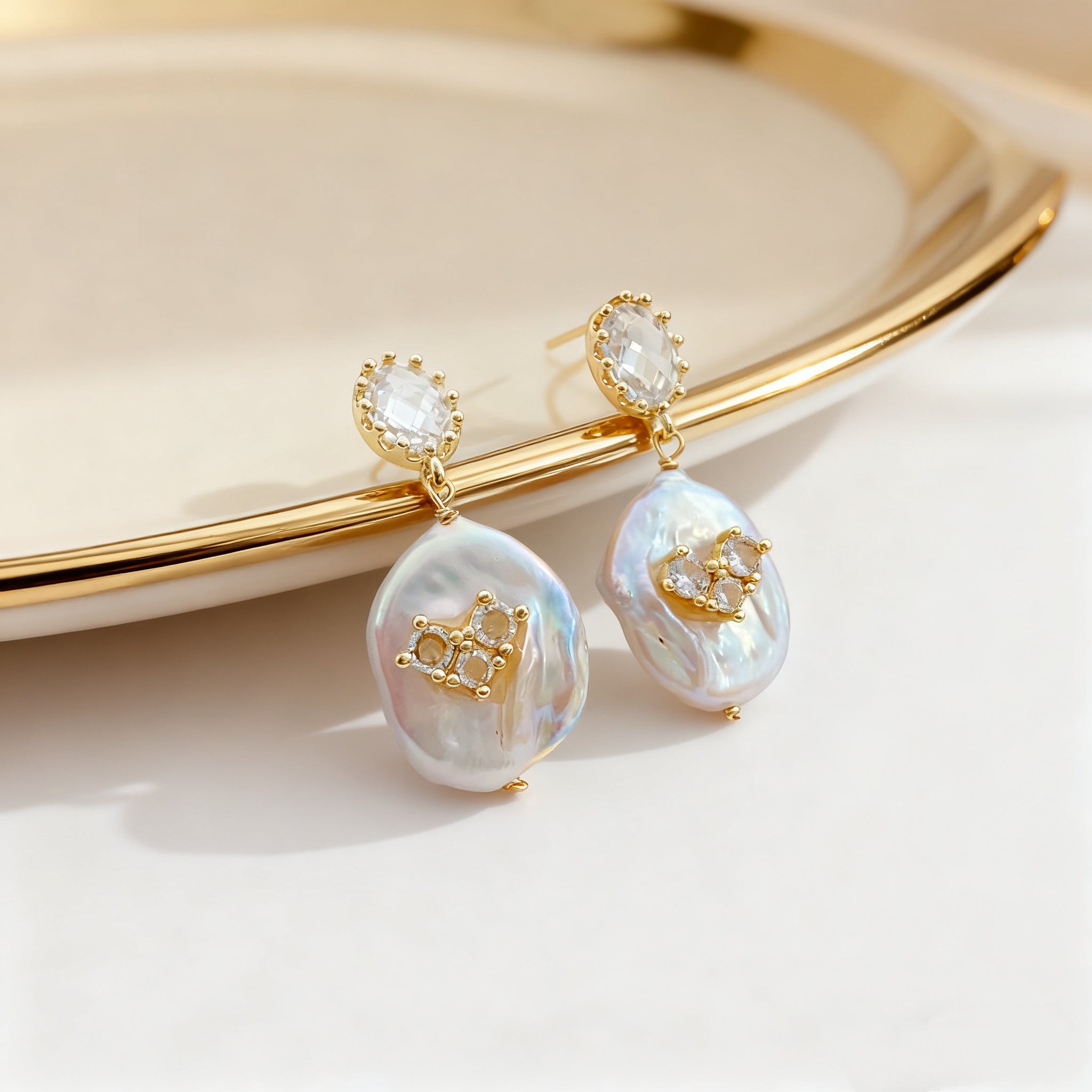 Frosted Heart Baroque Pearl Stud Earrings - NaNaMaLa Boutique
