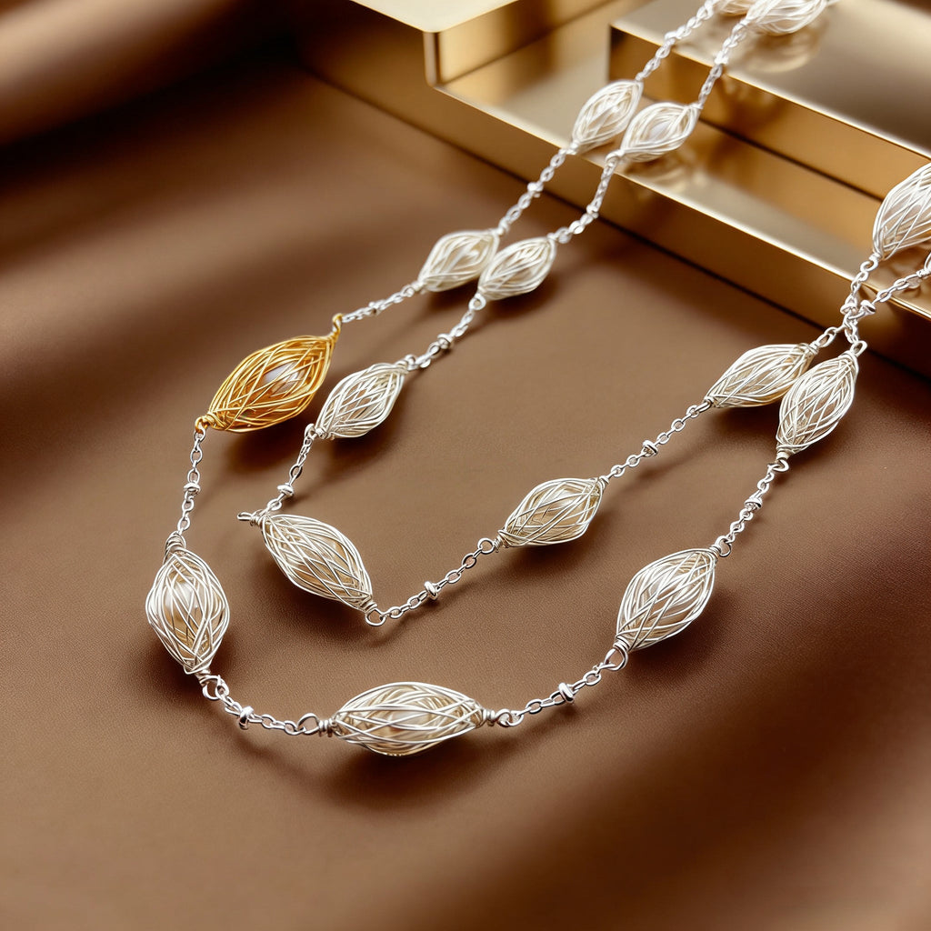Handcrafted Woven Time Pearl Necklaces - NaNaMaLa Boutique
