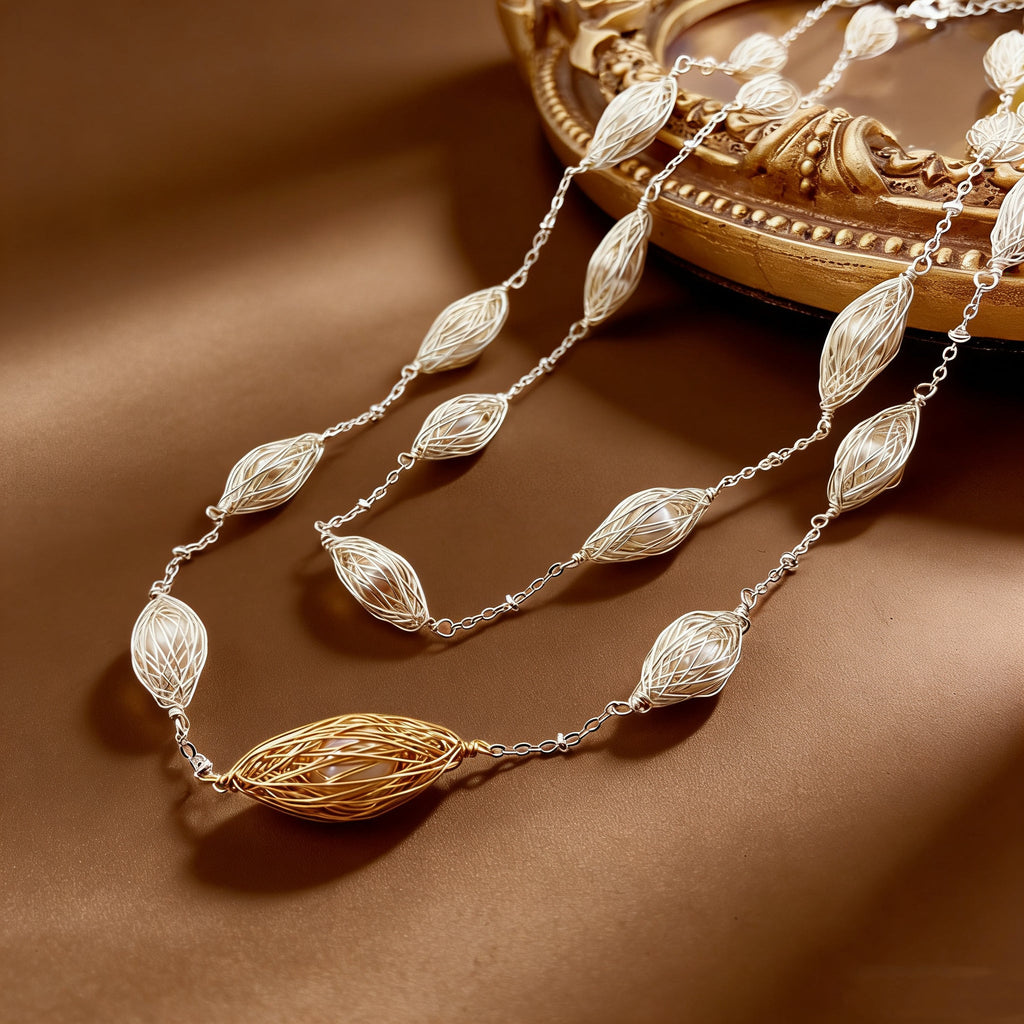 Handcrafted Woven Time Pearl Necklaces - NaNaMaLa Boutique