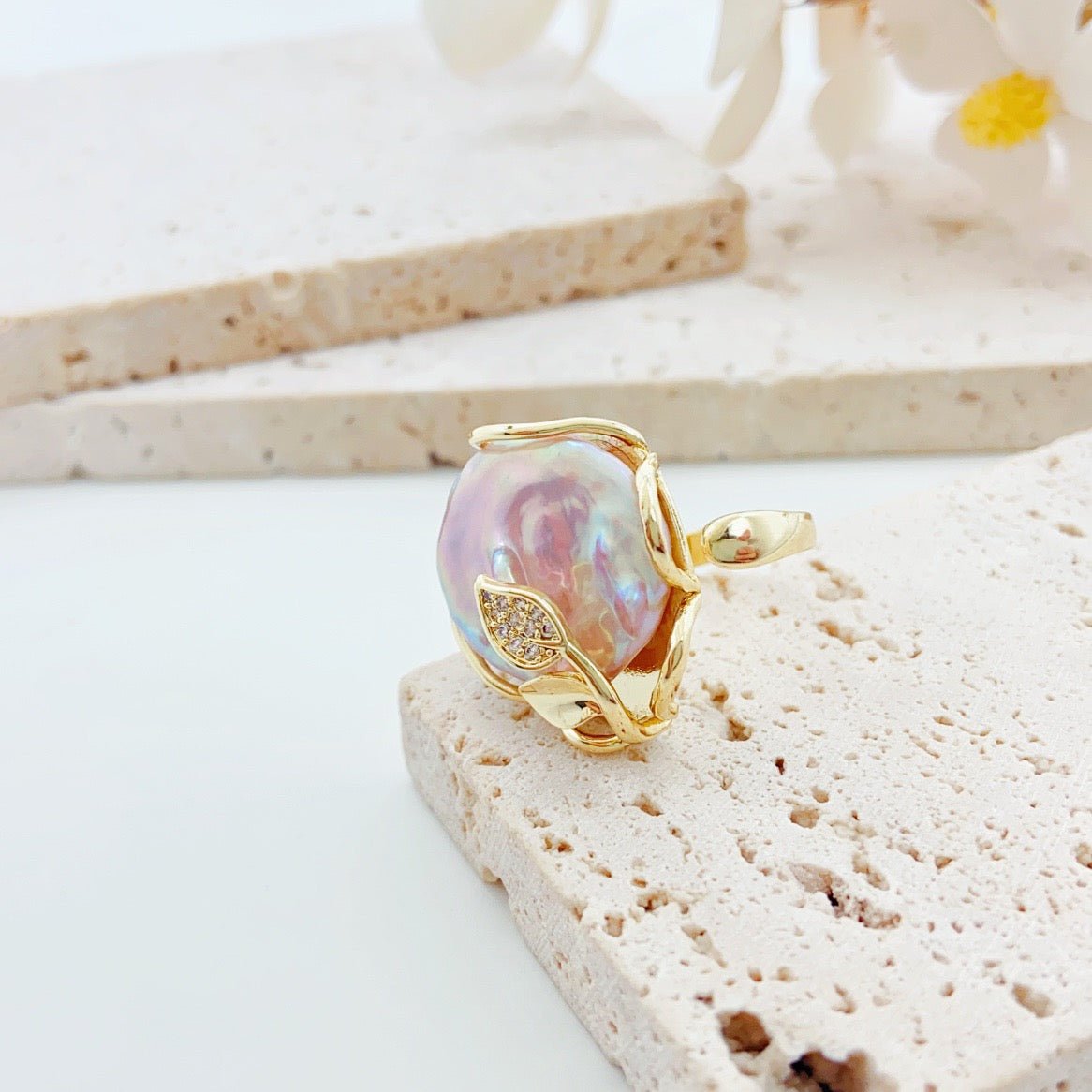 Iridescent Irregular Baroque Pearl Ring - NaNaMaLa Boutique