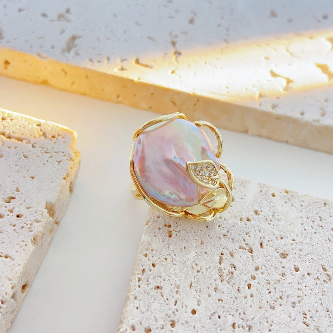 Iridescent Irregular Baroque Pearl Ring - NaNaMaLa Boutique