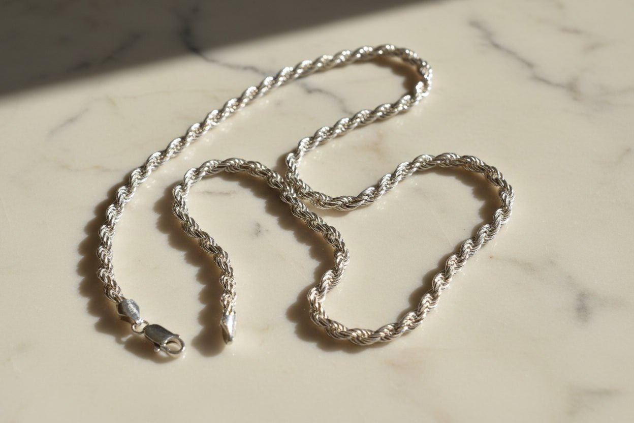 Italy Made Man's Silver Chain — 925 Sterling Silver Rope Chain - NaNaMaLa Boutique