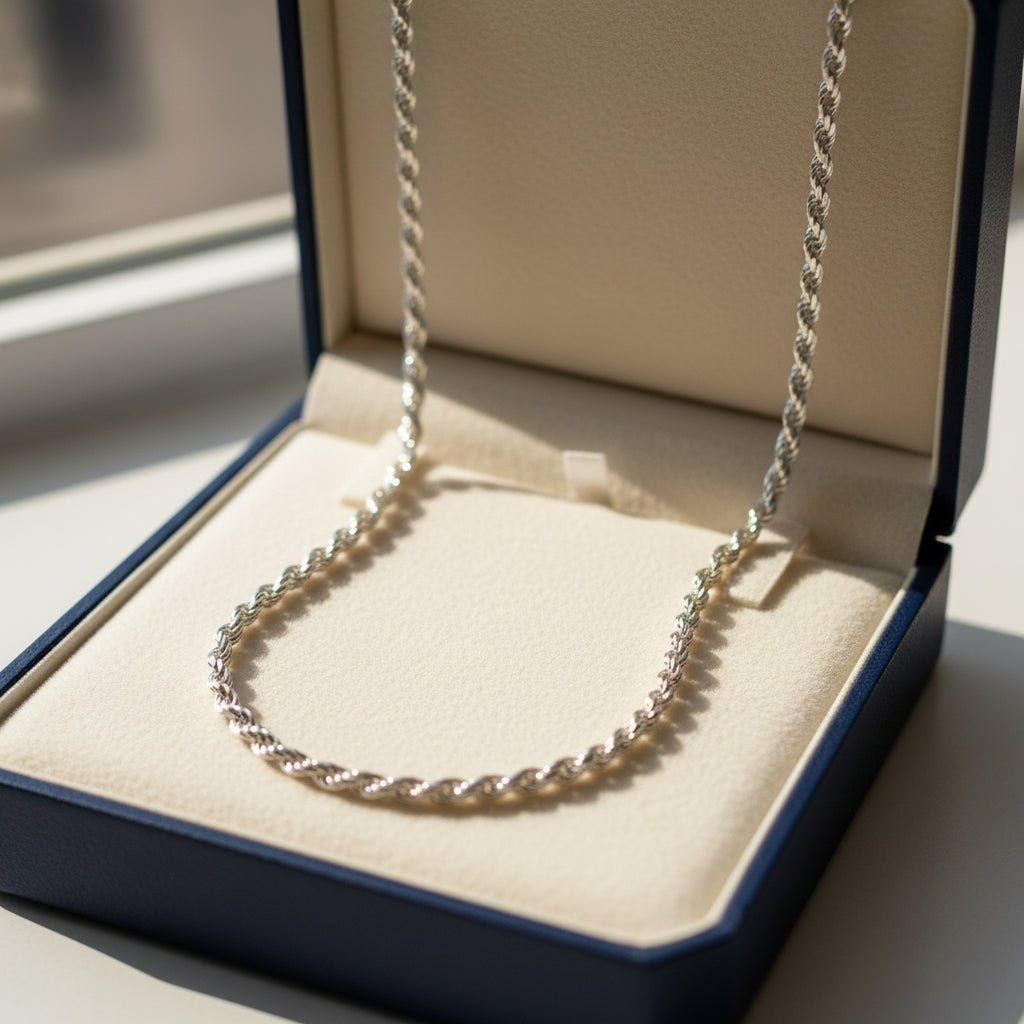 Italy Made Man's Silver Chain — 925 Sterling Silver Rope Chain - NaNaMaLa Boutique