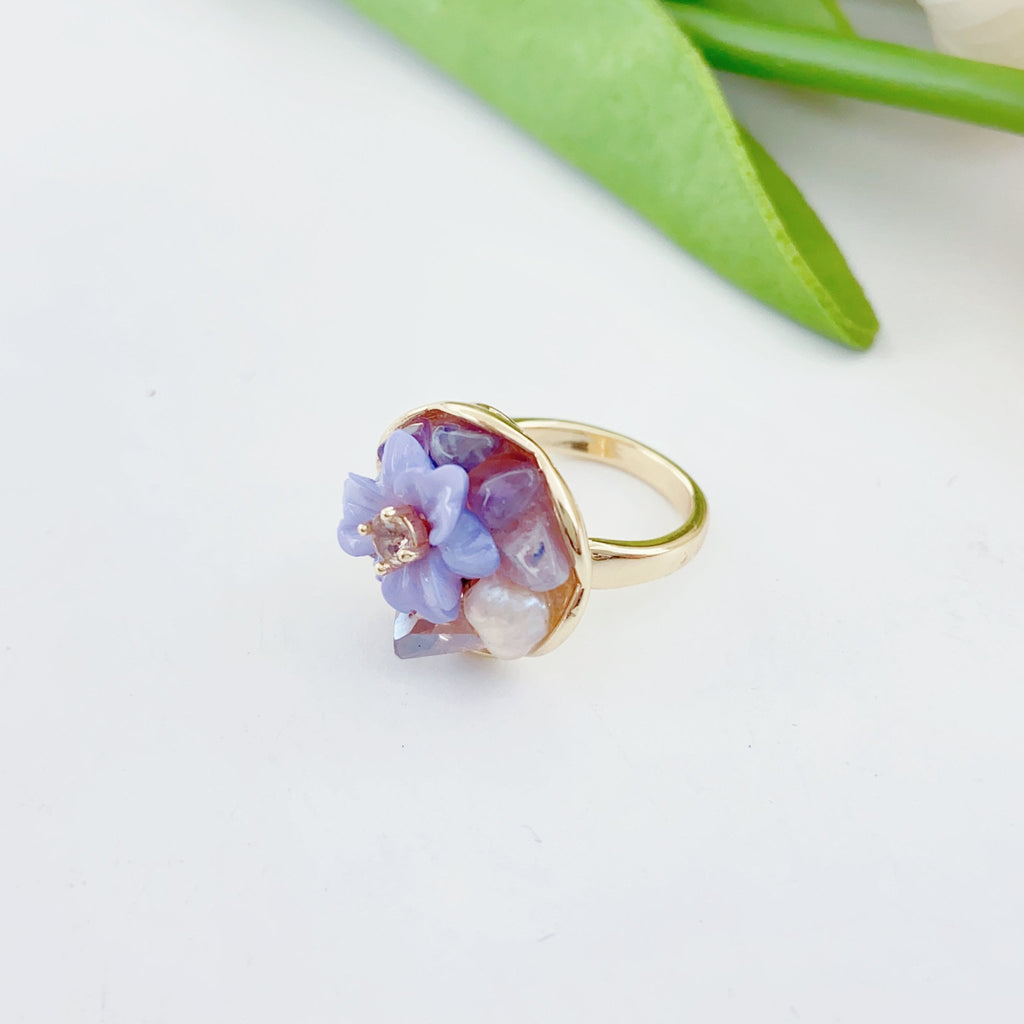 Luminous Orchid Tide Pearl Ring - NaNaMaLa Boutique