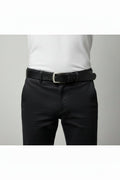 Men's Leather Belt – Black | Glossy Buckle | 1.3" Wide | 48" Length - NaNaMaLa Boutique