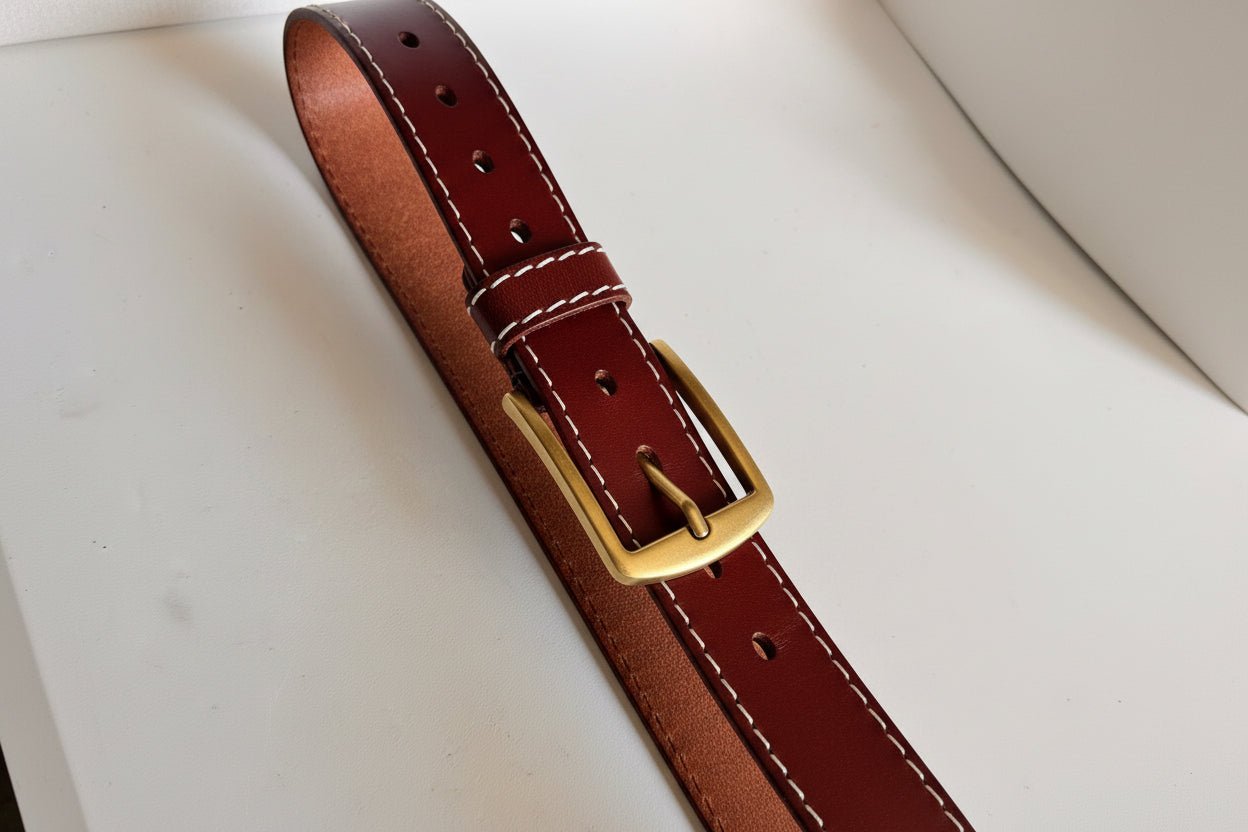 Men's Leather Belt – Medium - Dark Brown | Matte Bronze Buckle | 1.5" Wide | 48" - NaNaMaLa Boutique