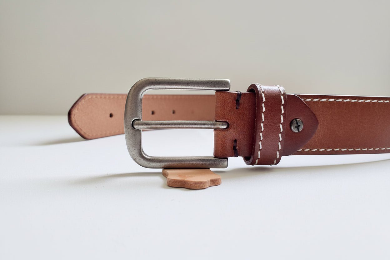 Men's Leather Belt – Medium - Dark Brown | Matte Bronze Buckle | 1.5" Wide | 48" - NaNaMaLa Boutique