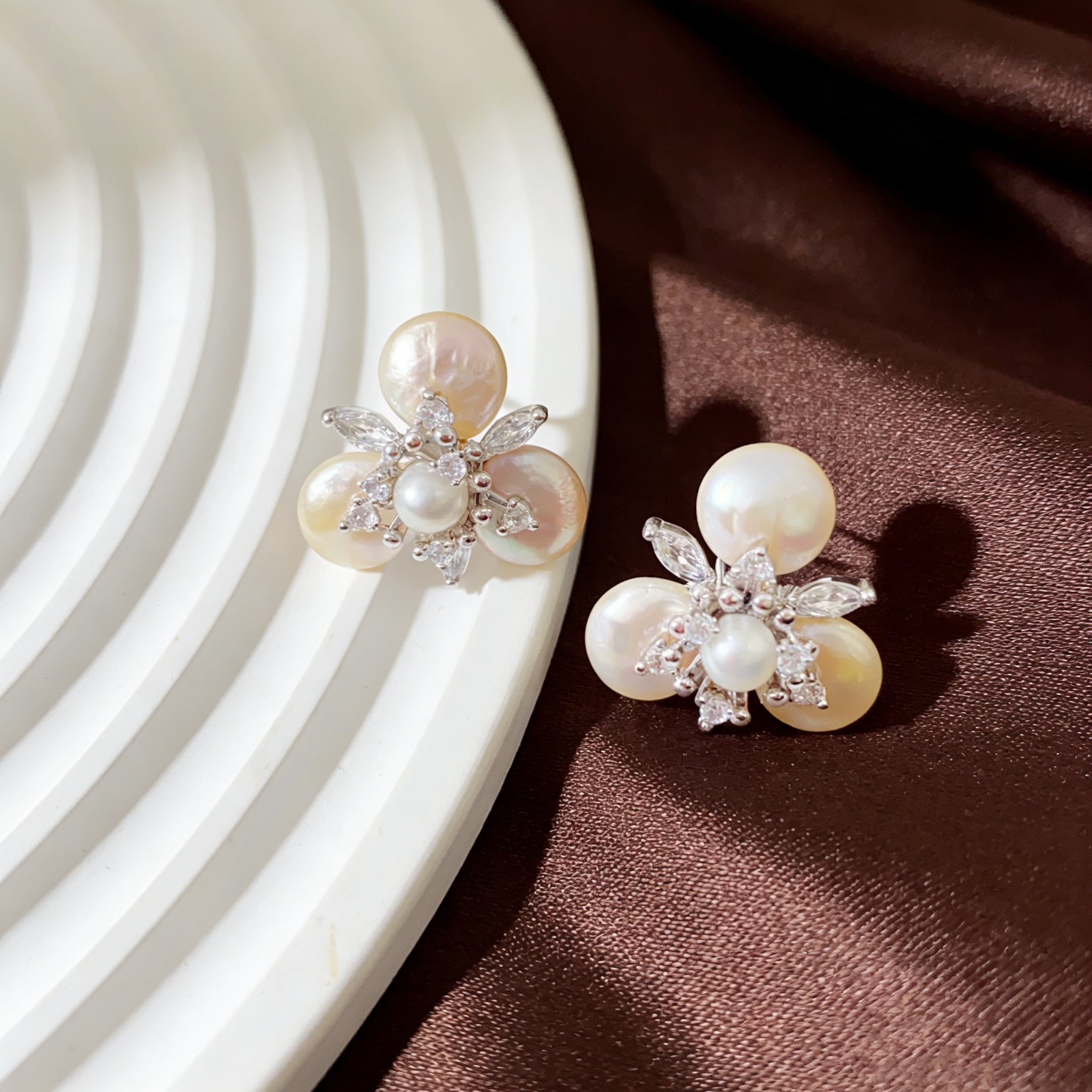 Moonlit Frost Pearl Stud Earrings - NaNaMaLa Boutique