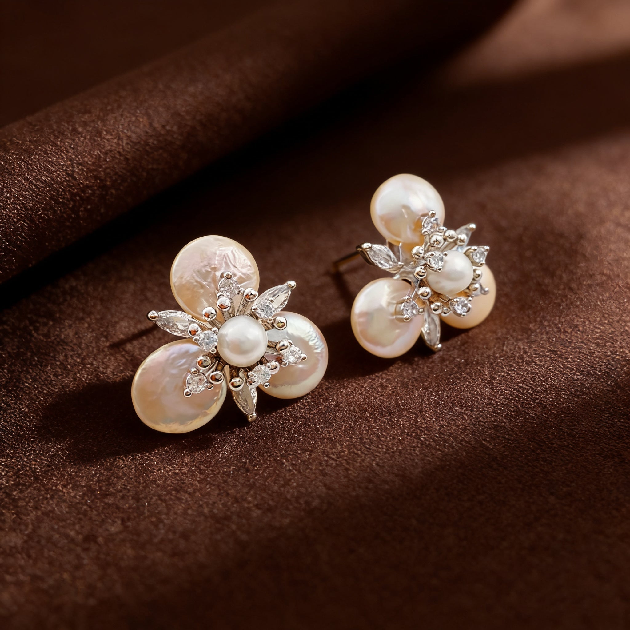Moonlit Frost Pearl Stud Earrings - NaNaMaLa Boutique