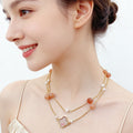 Oriental Amber Glow Pearl Necklace - NaNaMaLa Boutique