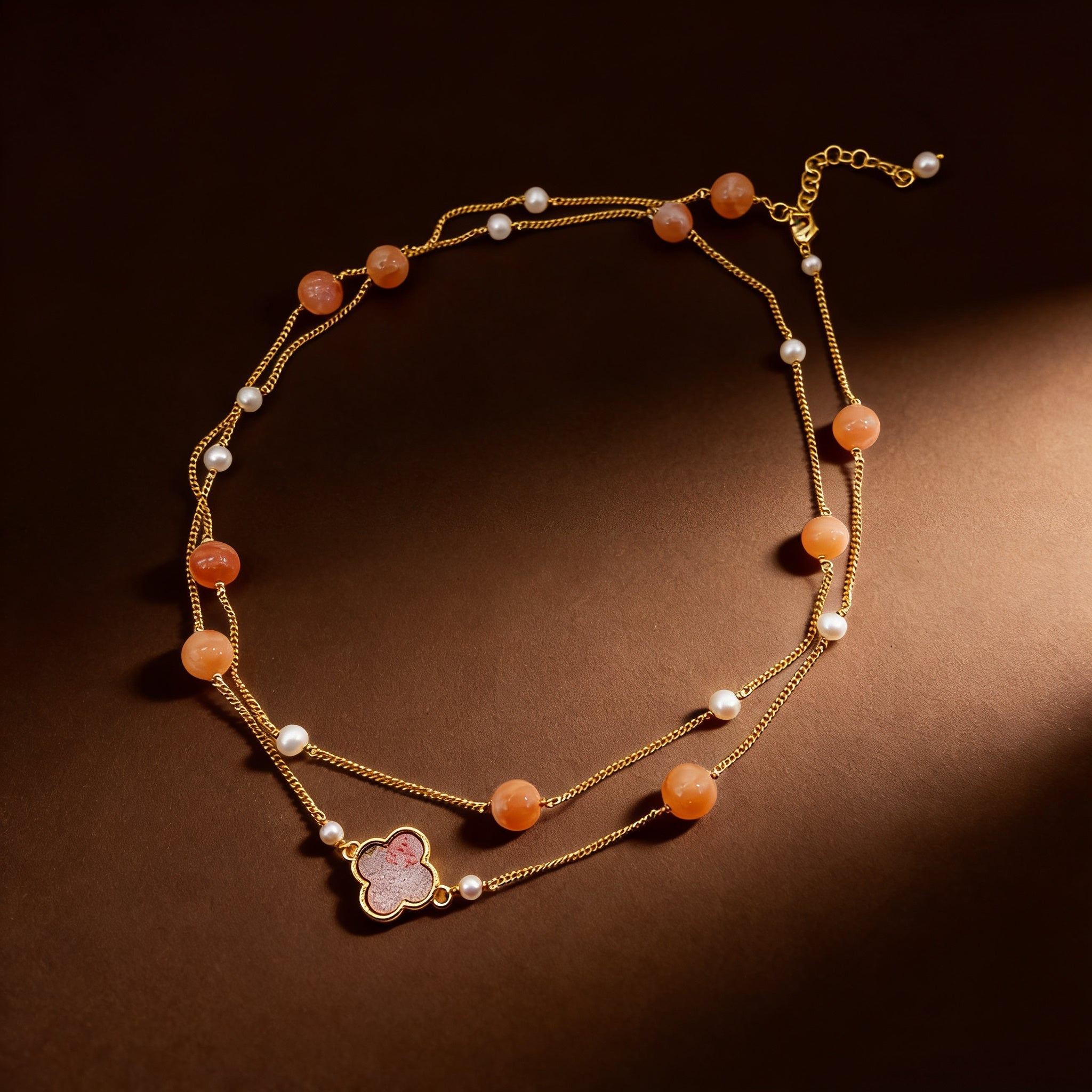 Oriental Amber Glow Pearl Necklace - NaNaMaLa Boutique