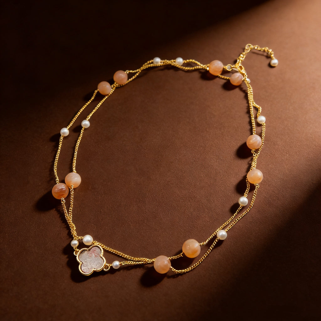 Oriental Amber Glow Pearl Necklace - NaNaMaLa Boutique