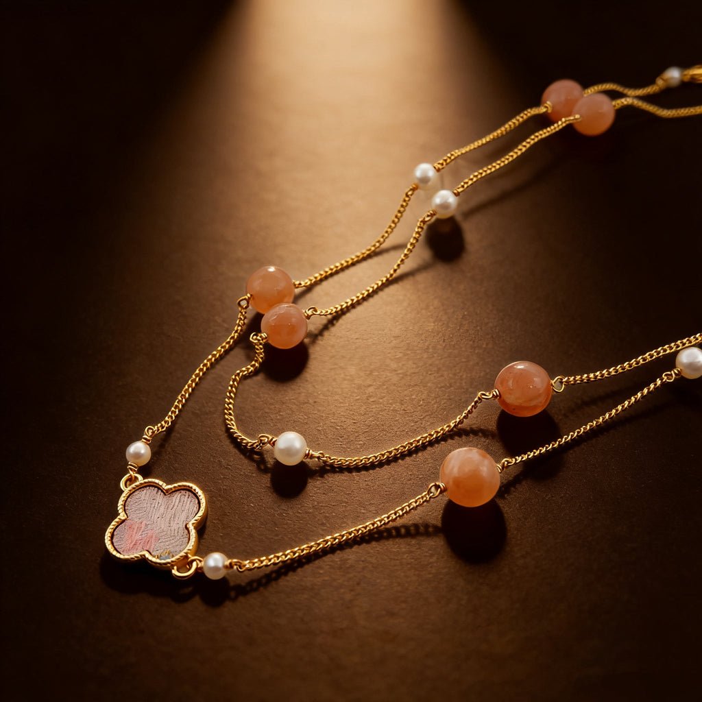 Oriental Amber Glow Pearl Necklace - NaNaMaLa Boutique