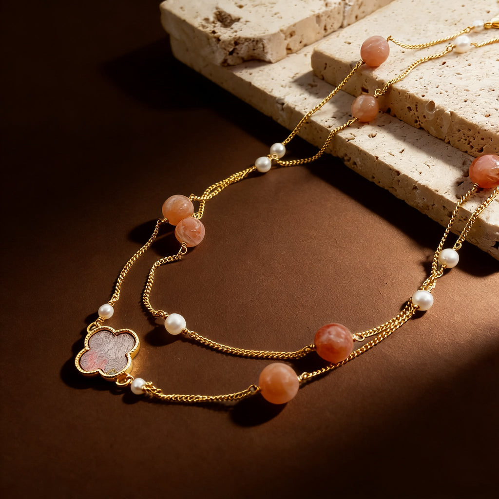 Oriental Amber Glow Pearl Necklace - NaNaMaLa Boutique