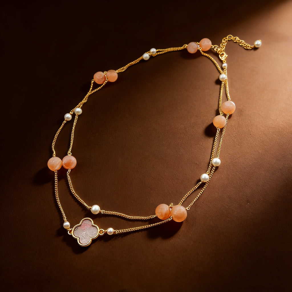 Oriental Amber Glow Pearl Necklace - NaNaMaLa Boutique