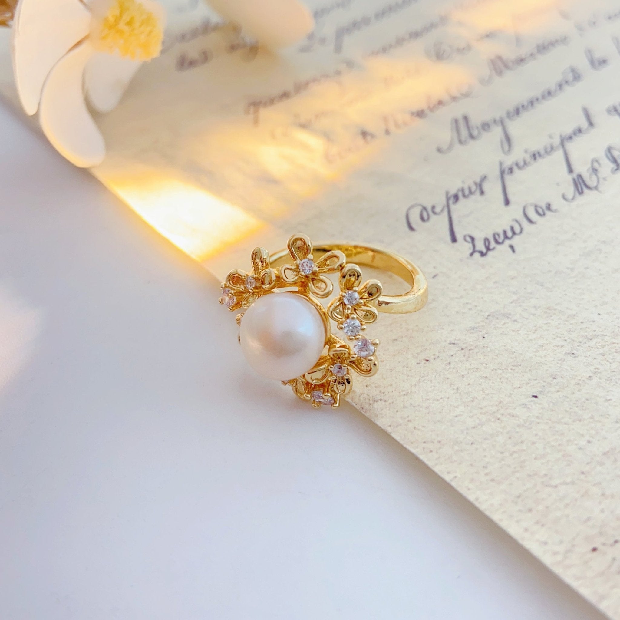 Osmanthus Whisper Pearl Ring - NaNaMaLa Boutique