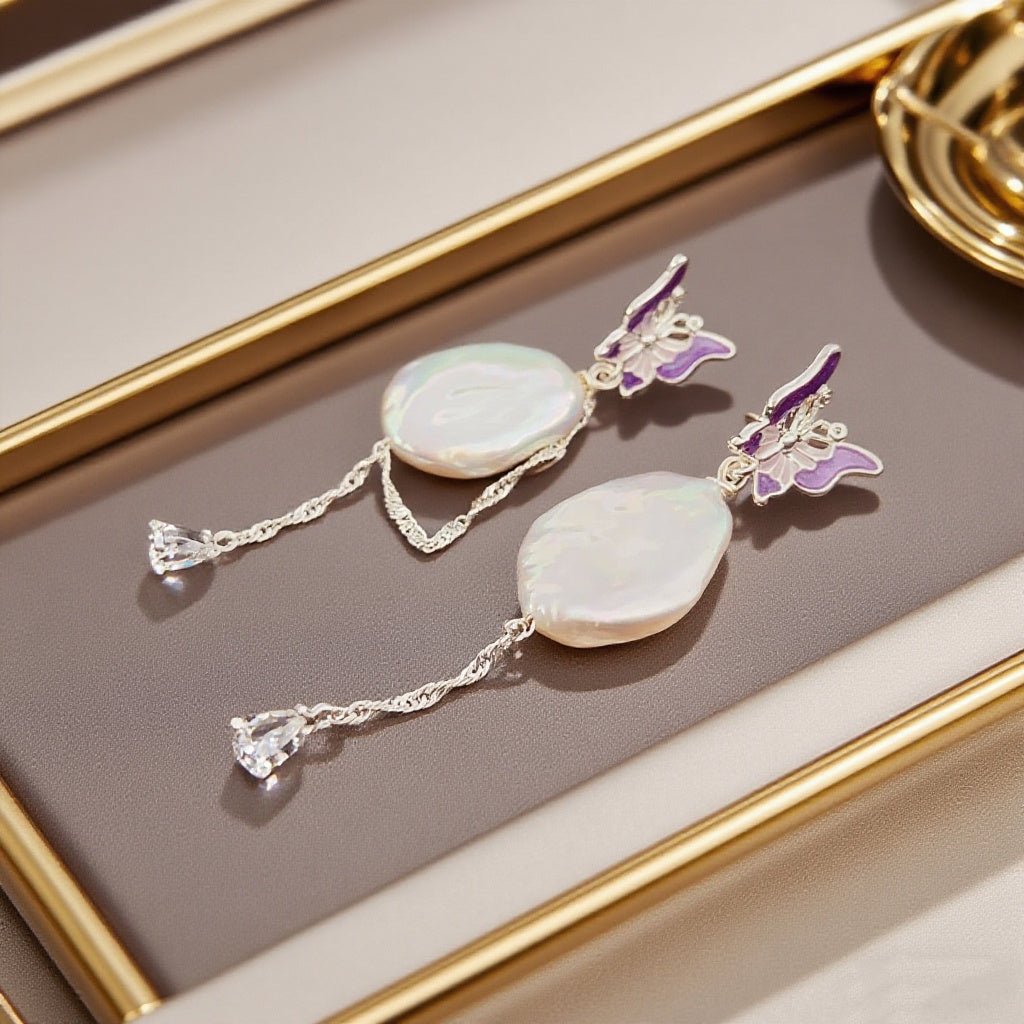 Sea Wings Baroque Pearl Stud Earrings - NaNaMaLa Boutique