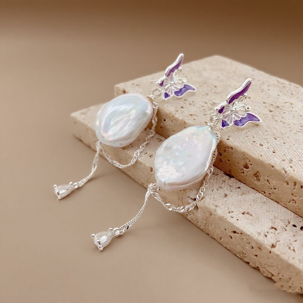 Sea Wings Baroque Pearl Stud Earrings - NaNaMaLa Boutique