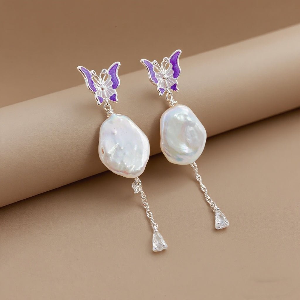 Sea Wings Baroque Pearl Stud Earrings - NaNaMaLa Boutique