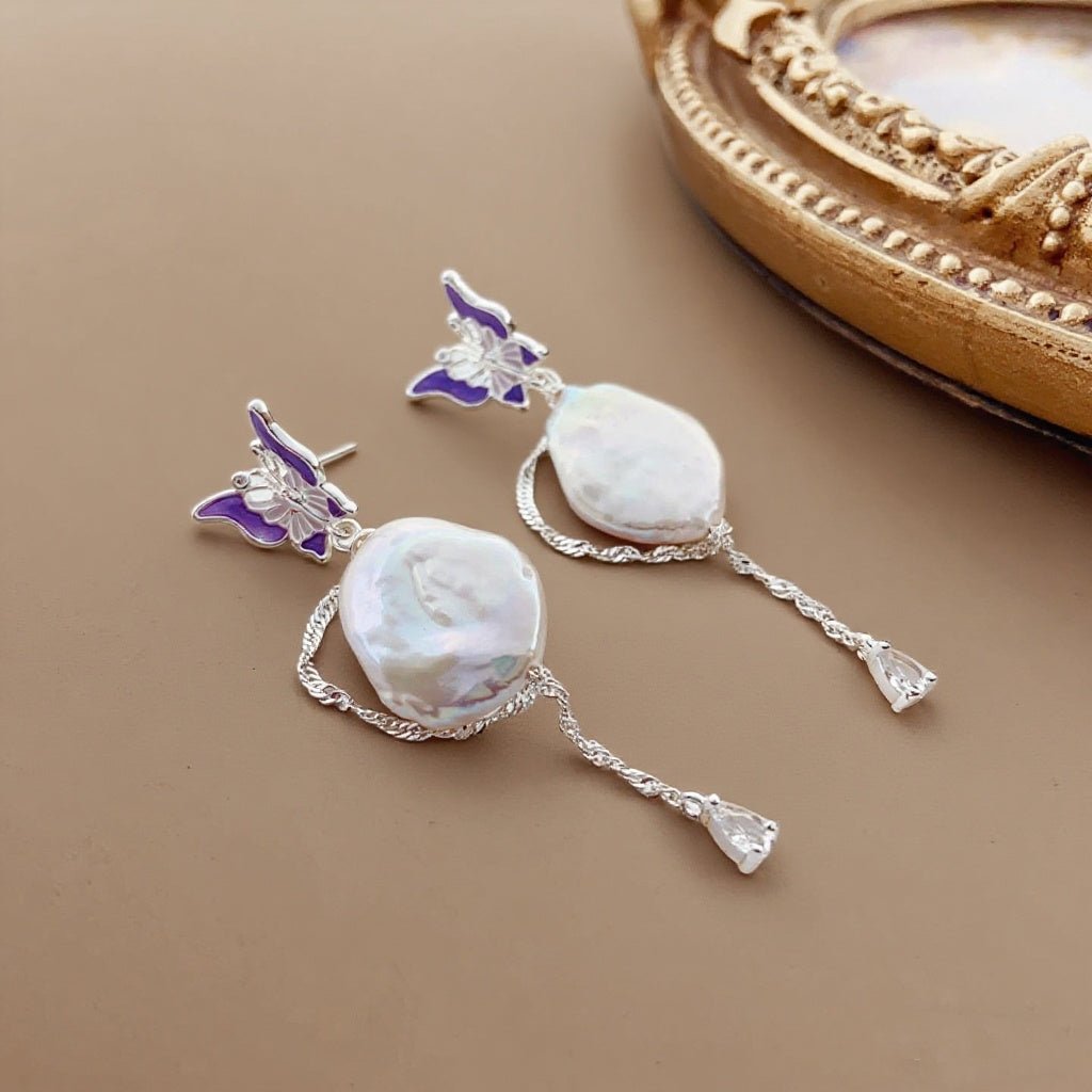 Sea Wings Baroque Pearl Stud Earrings - NaNaMaLa Boutique