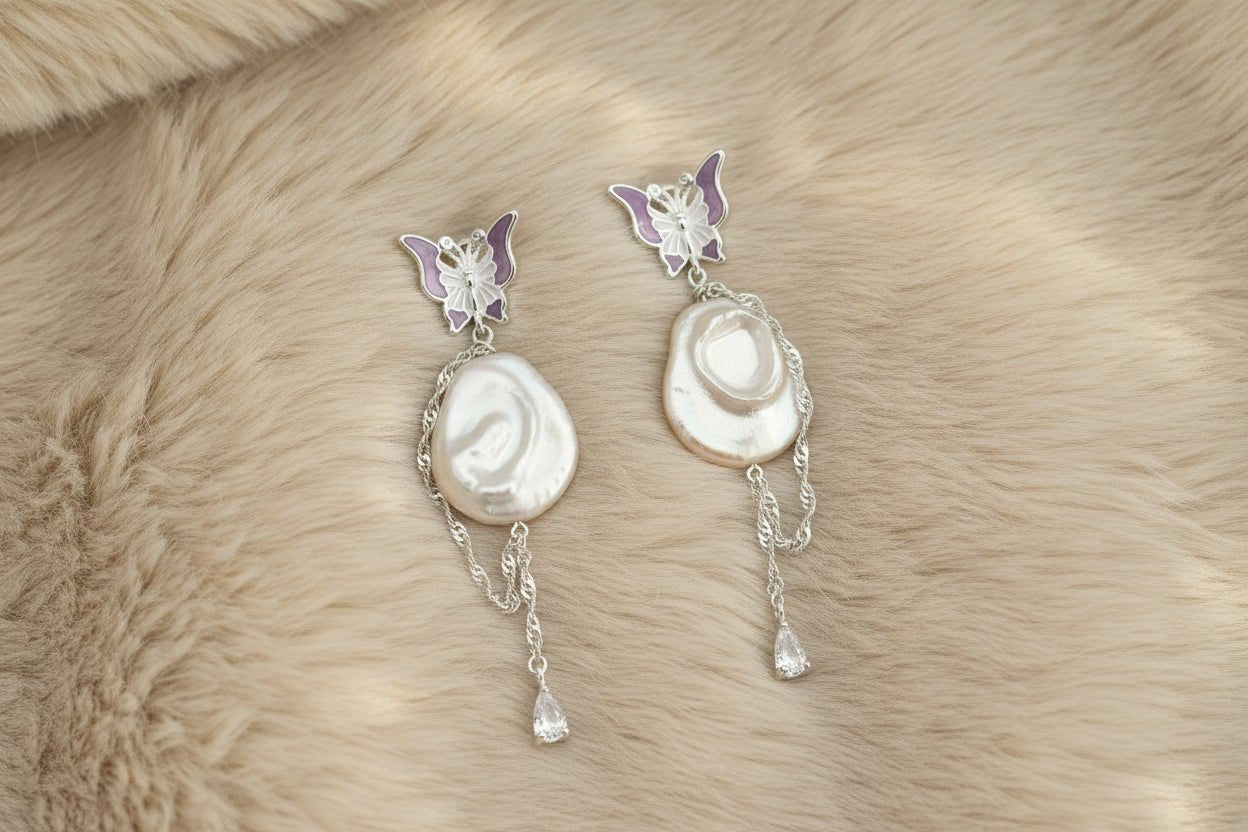 Sea Wings Baroque Pearl Stud Earrings - NaNaMaLa Boutique