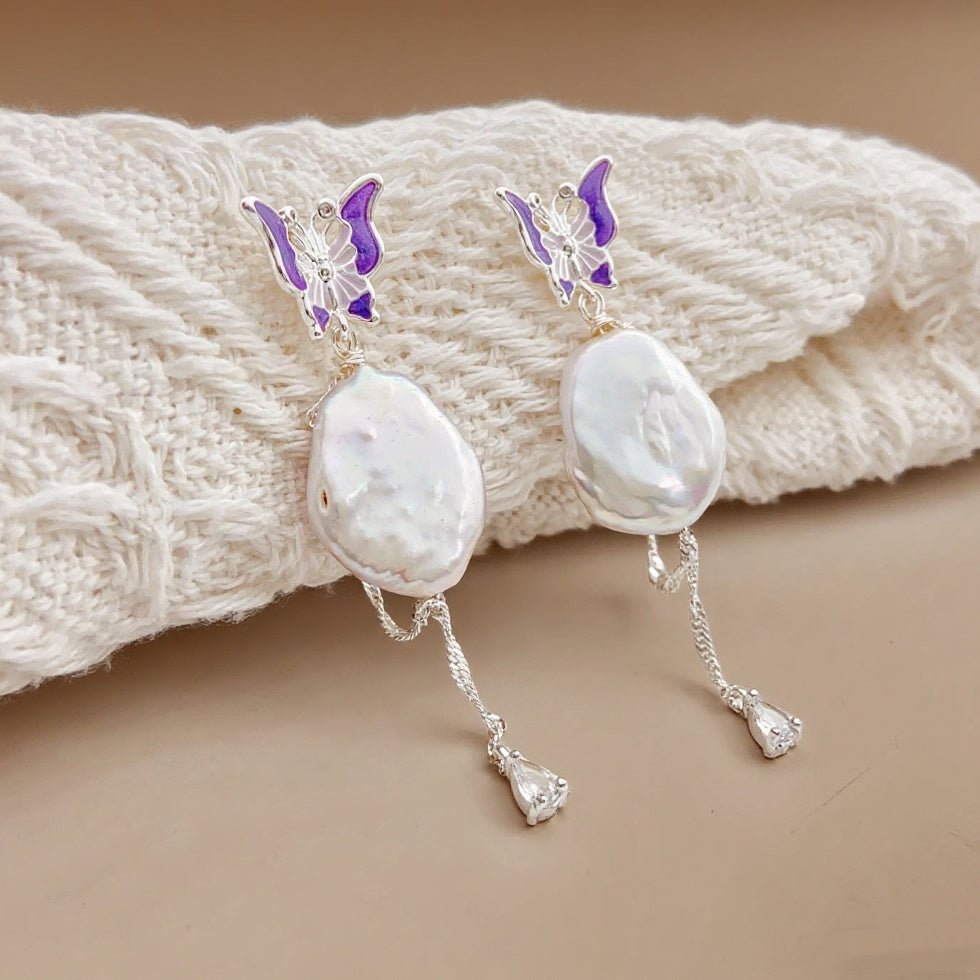 Sea Wings Baroque Pearl Stud Earrings - NaNaMaLa Boutique
